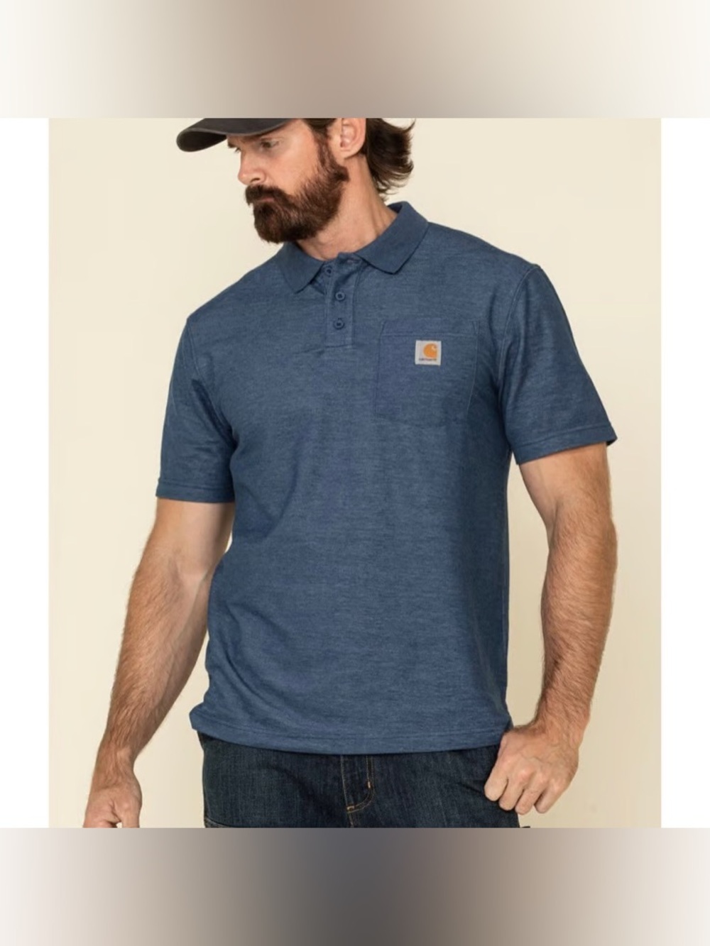 Carhartt Men’s Polo Short Sleeve Pocket Shirt Denim Blue